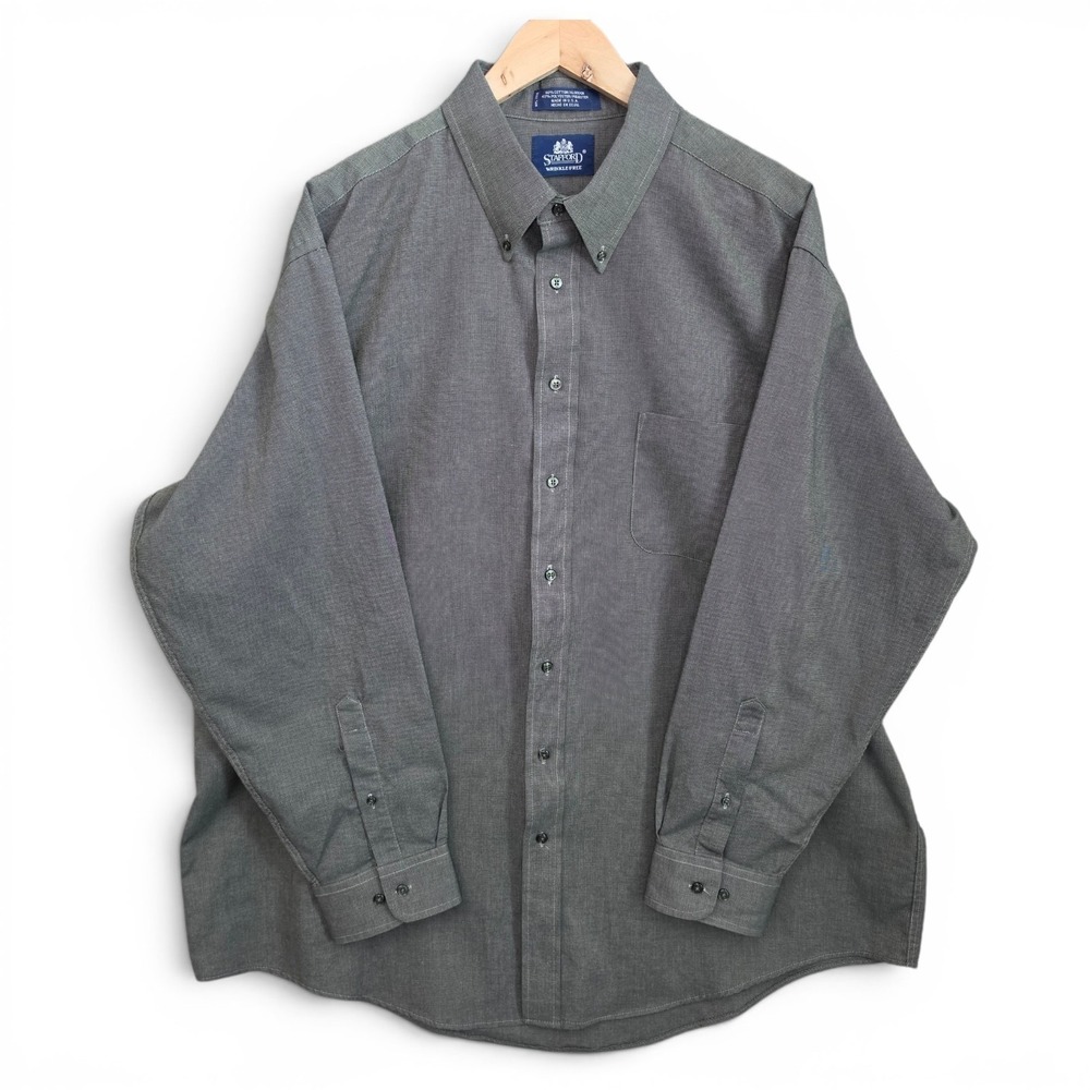 Stafford Dressβ Shirt Mens 18.5 35/36 Gray Button Down Wrinkle Free Career